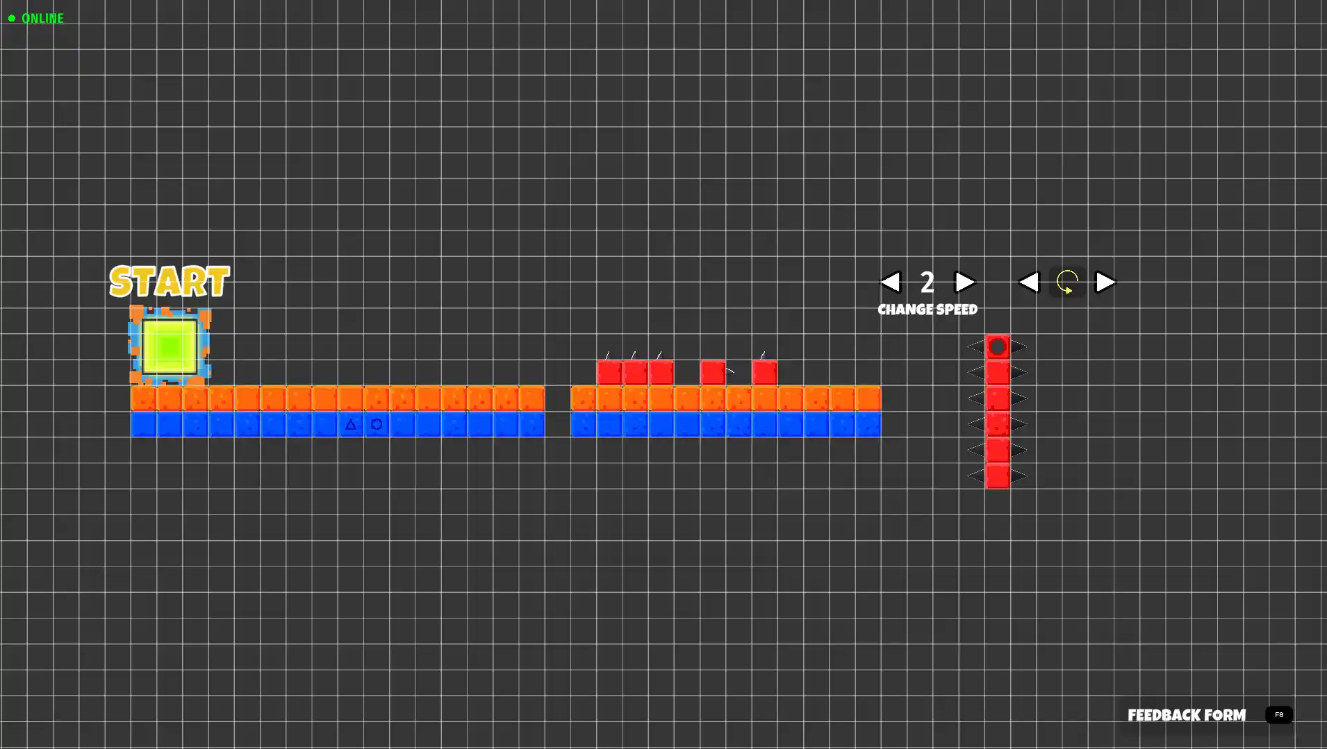 Speed and rotation direction controls for a rotating spike arm hazard in the Lokko 2D Editor